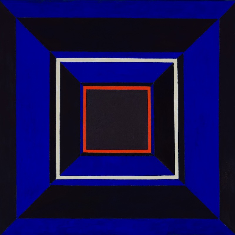 Jane Goodwin - Infinite Blue: 80x80cm framed powdered pigment and oil on canvas