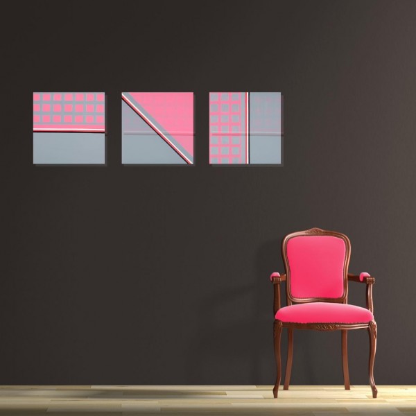 Jane Goodwin - Pink Jazz, Pink Slash, Moody Pink: 40x40cm