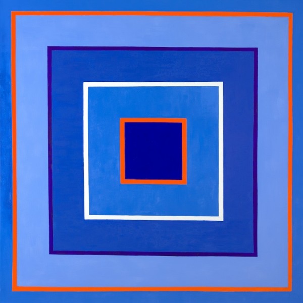 Jane Goodwin - Out of the Blue: 128x128cm framed powdered pigment and oil on canvas