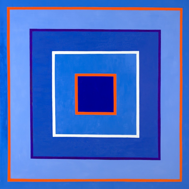 Jane Goodwin - Out of the Blue: 128x128cm framed powdered pigment and oil on canvas